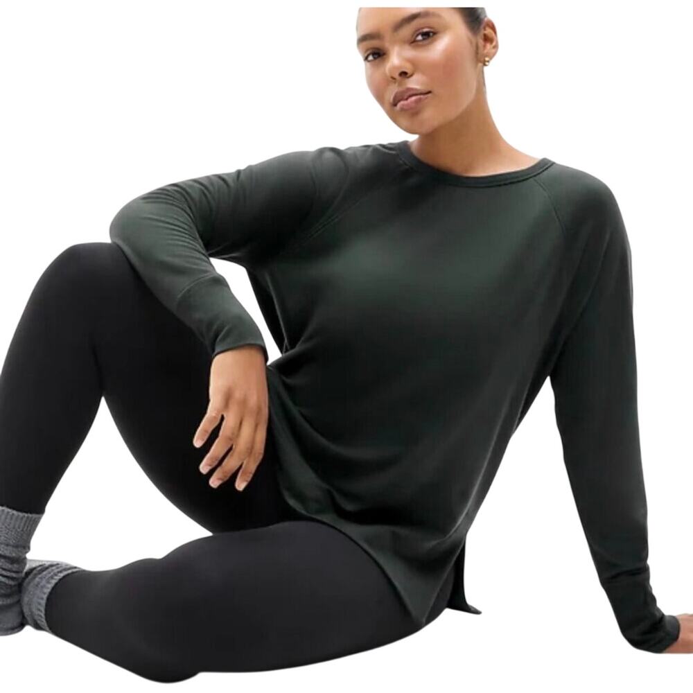 Athleta Coaster Luxe Sweatshirt, Green, Ultra Soft Tencel, Size XL